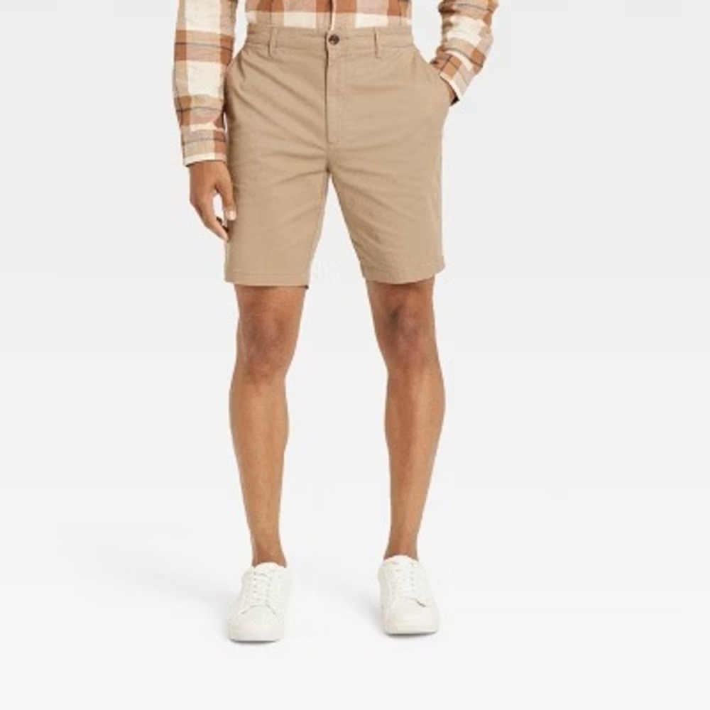 Goodfellow & Co. The Every Wear Flat Front Chino Shorts 9" Inseam Tan Size 32